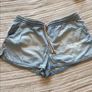Aerie lightweight denim shorts with drawstring